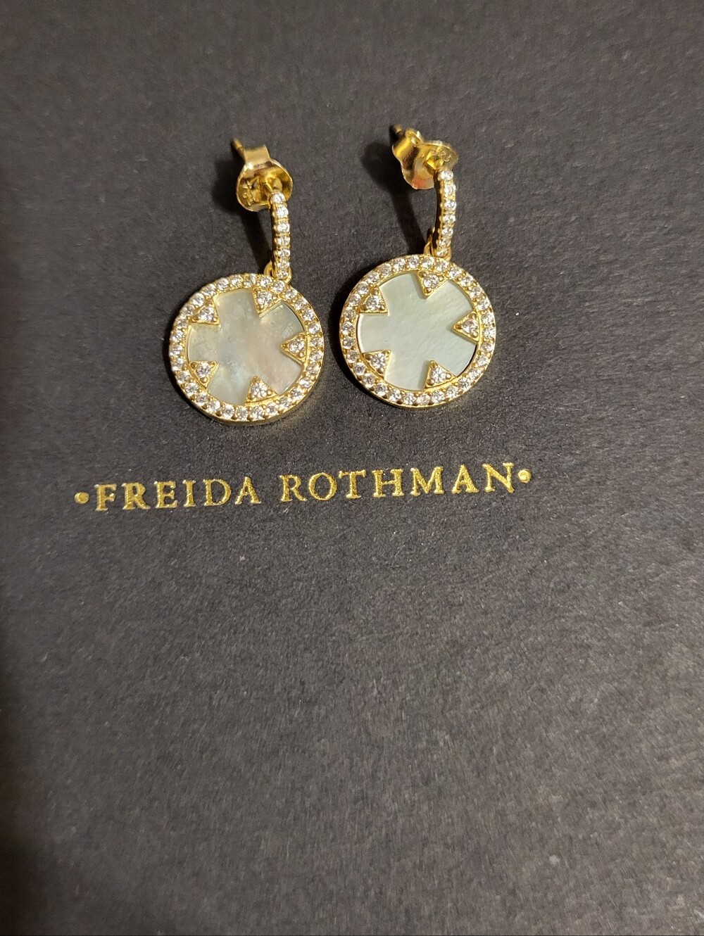 Freida Rothman Gold and Mother-of-Pearl With Pave Detail